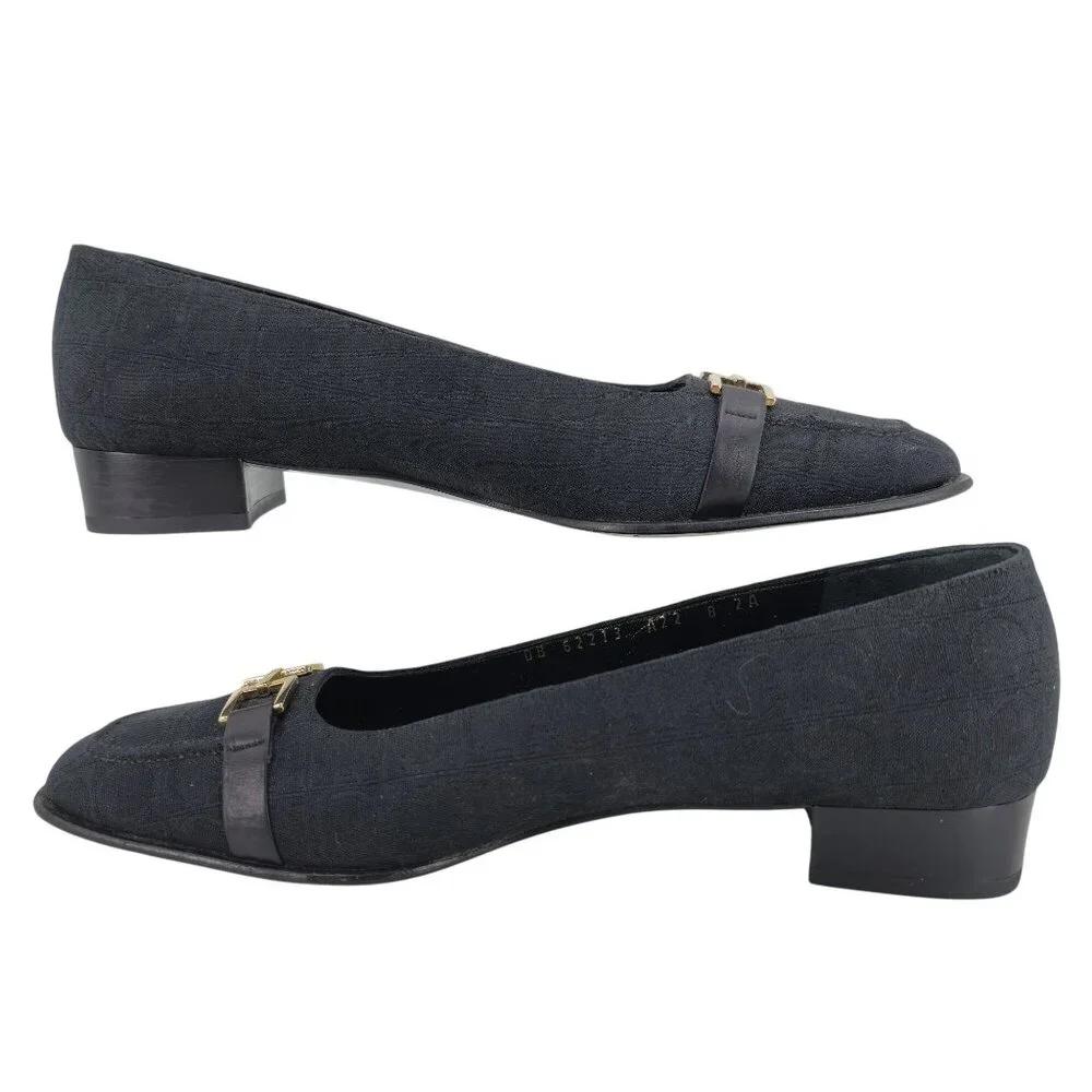 Salvatore Ferragamo Italy Womens 8AA Black Signature Gancini Dress Shoe Pumps - Picture 5 of 11